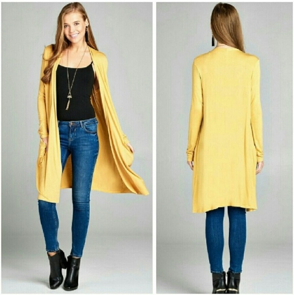 Sweaters - Yellow Long Cardigan Midi Duster